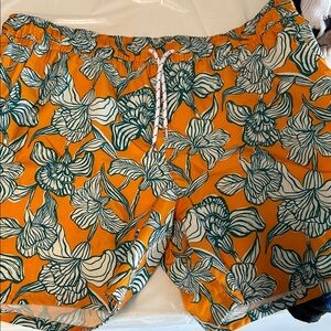 George Orange and Green Floral Men's Shorts